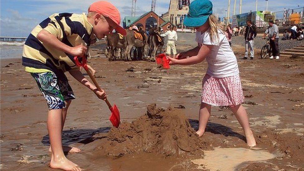 Children on Blackpool beach