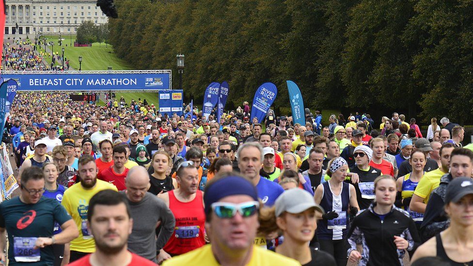 Belfast City Marathon: Race returns after Covid cancellations - BBC News