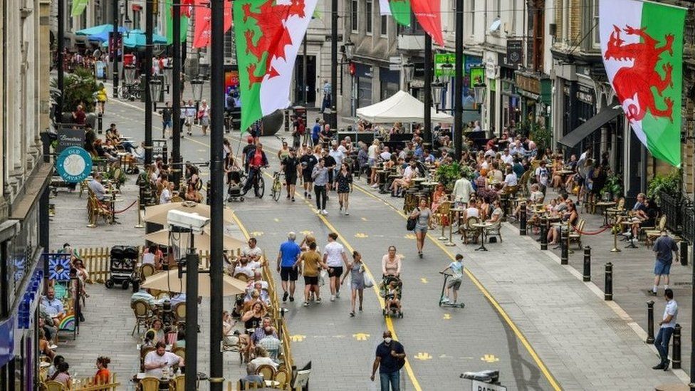 Cardiff city centre at the end of July