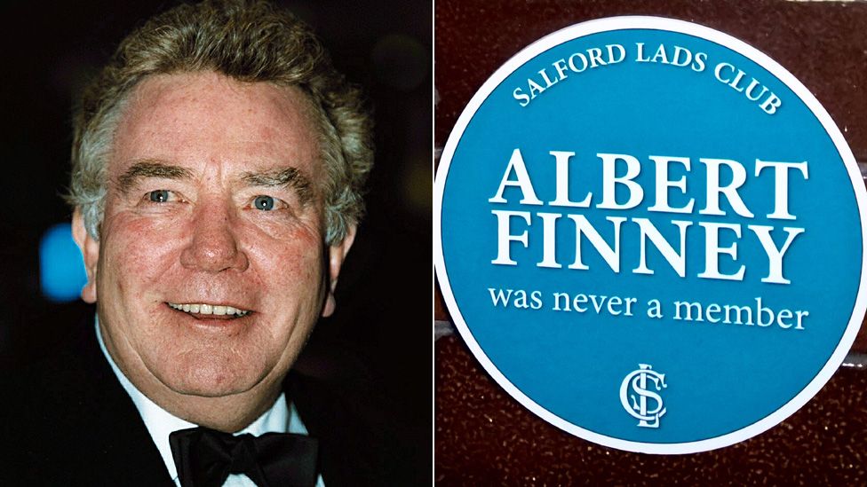 Composite of Albert Finney and plaque