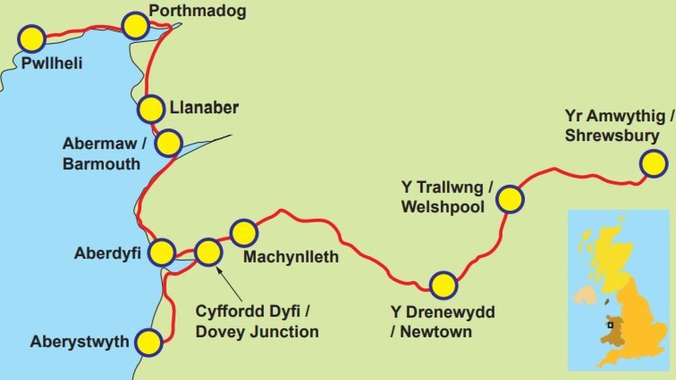 A map of the train line