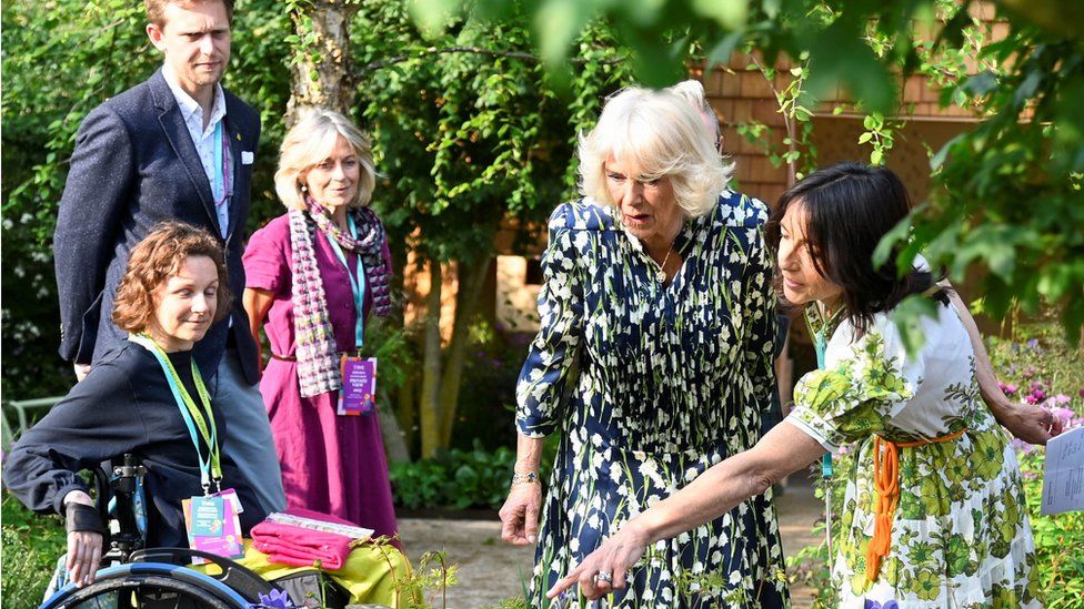 Queen Camilla visiting the garden