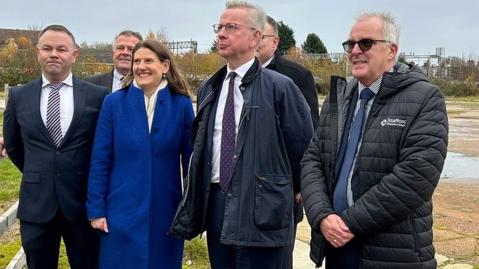 Mr Gove with politicians in Stafford