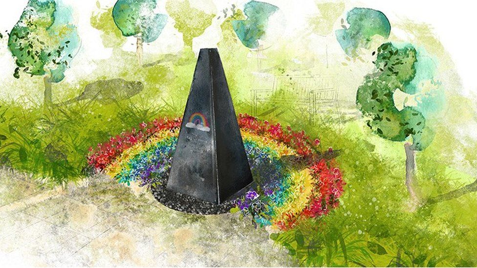 An artist's impression of a crematorium memorial garden