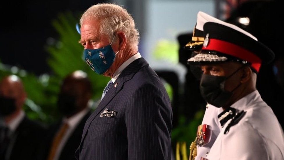 Prince Charles attends the Presidential Inauguration Ceremony to mark the birth of a new republic in Barbados at Heroes Square in Bridgetown