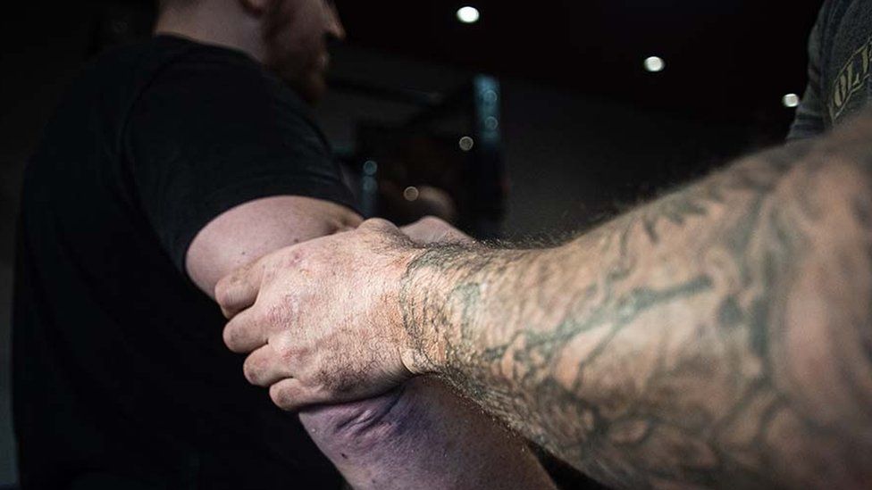 Arm wrestlers training