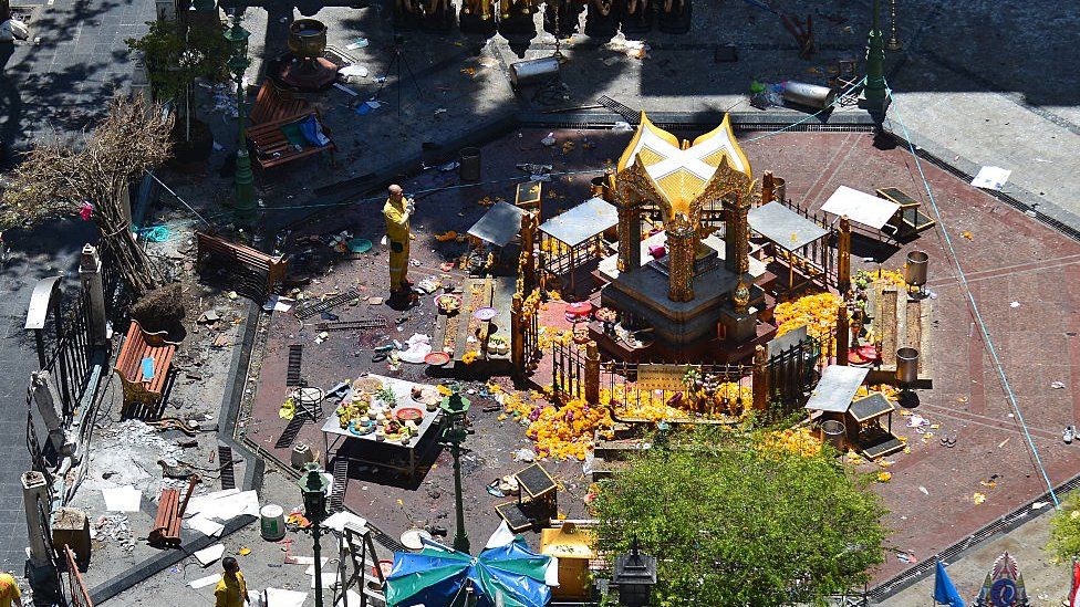 Erawan Shrine in Bangkok after a bomb attack in 2015 shocked the country
