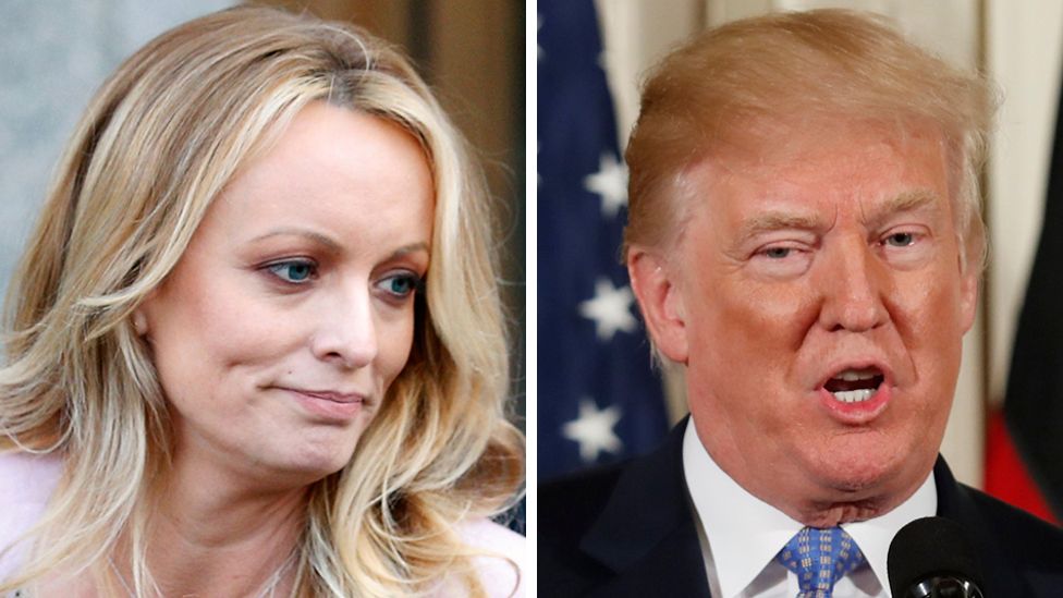 Stephanie Clifford, also known as Stormy Daniels, and US President Donald Trump, 30 April 2018
