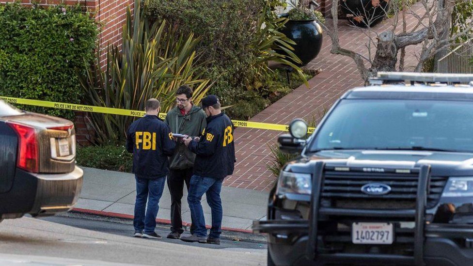 FBI agents work outside the home of US House Speaker Nancy Pelosi