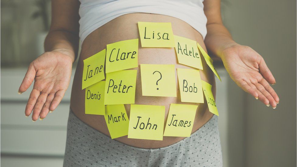 Baby bump with names on