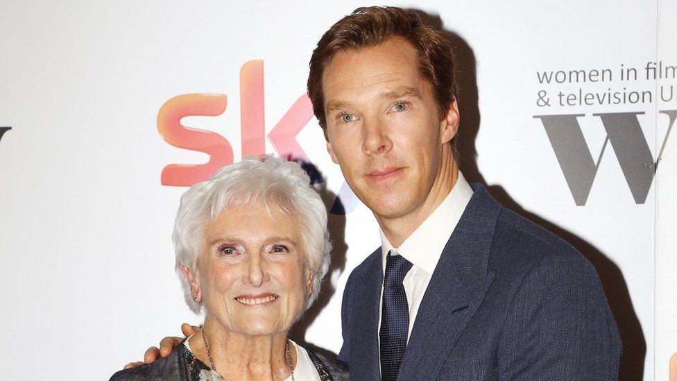 Beryl Vertue with Benedict Cumberbatch at the 2016 Women in Film and Television Awards