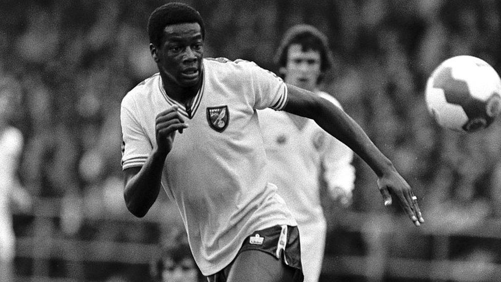 Justin Fashanu playing against Leeds Utd in 1979