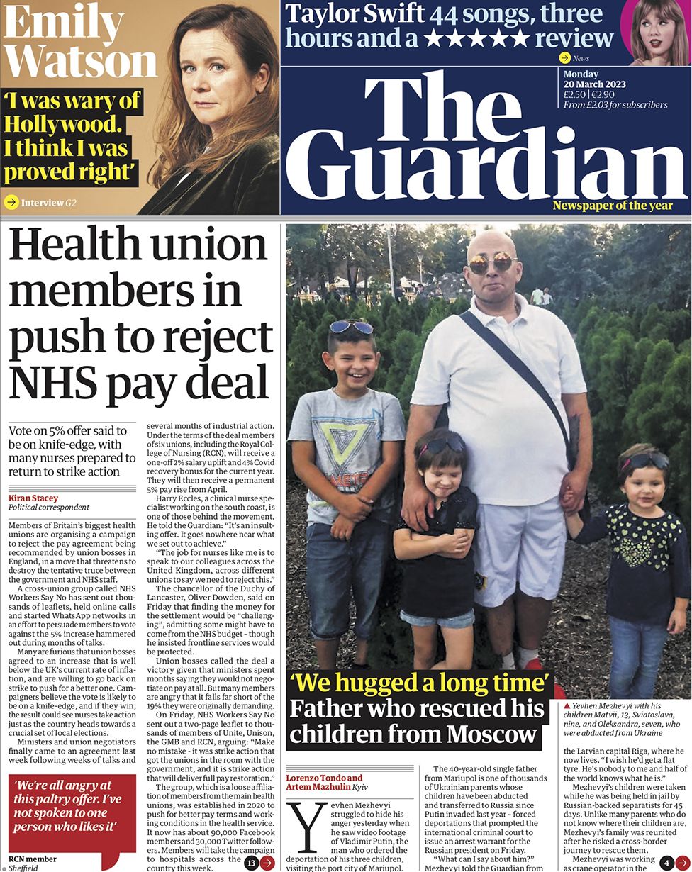 Guardian front page