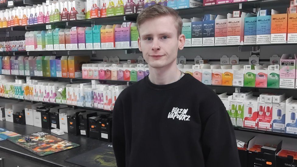 Ross Patterson, 21, store manager of Blazing Vapourz in Tonypandy