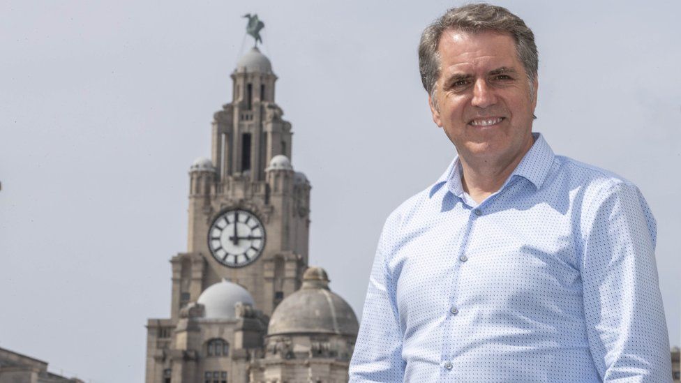 Steve Rotheram in front of the Liver Building