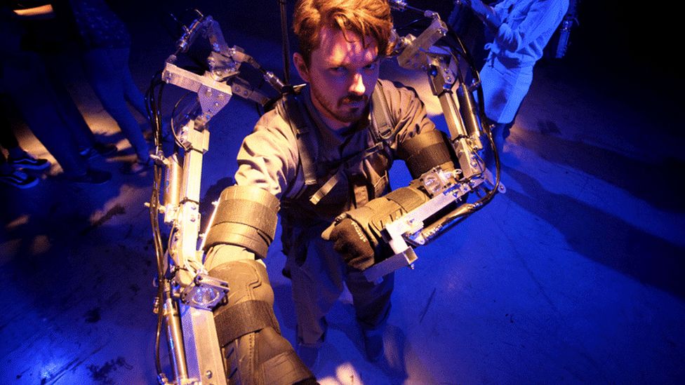 man in an exoskeleton