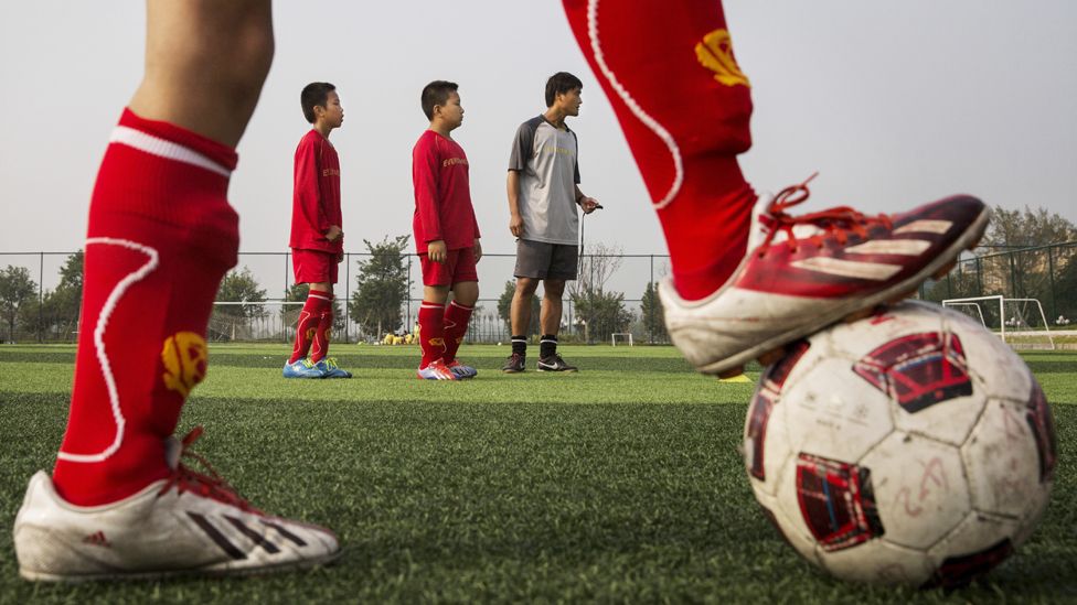 Chinese students at a football academy