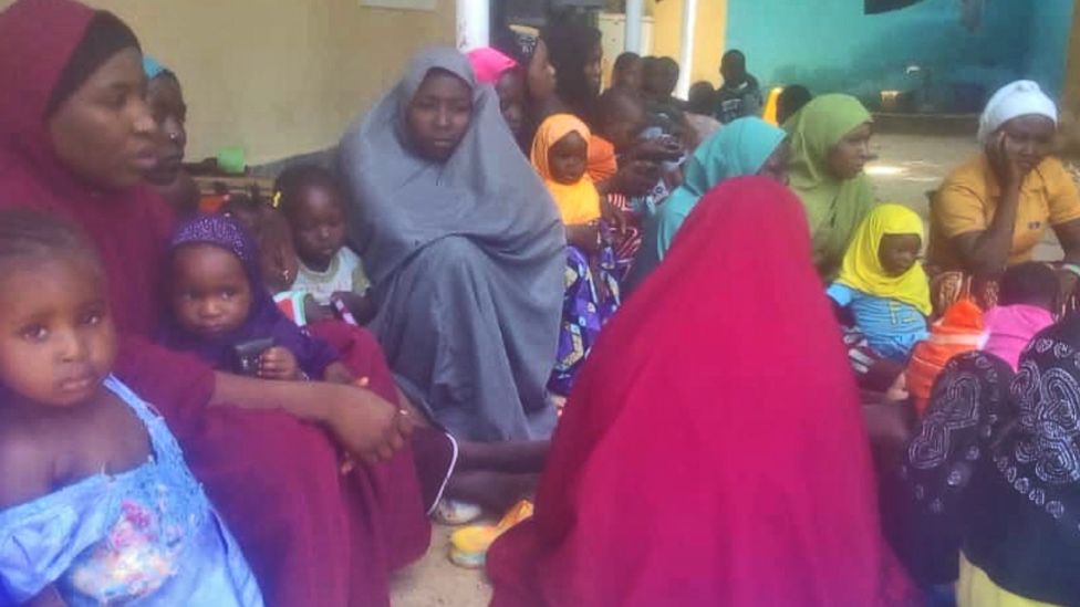 Some of the freed Chibok girls with their children in their new accommodation in Maiduguri, Nigeria