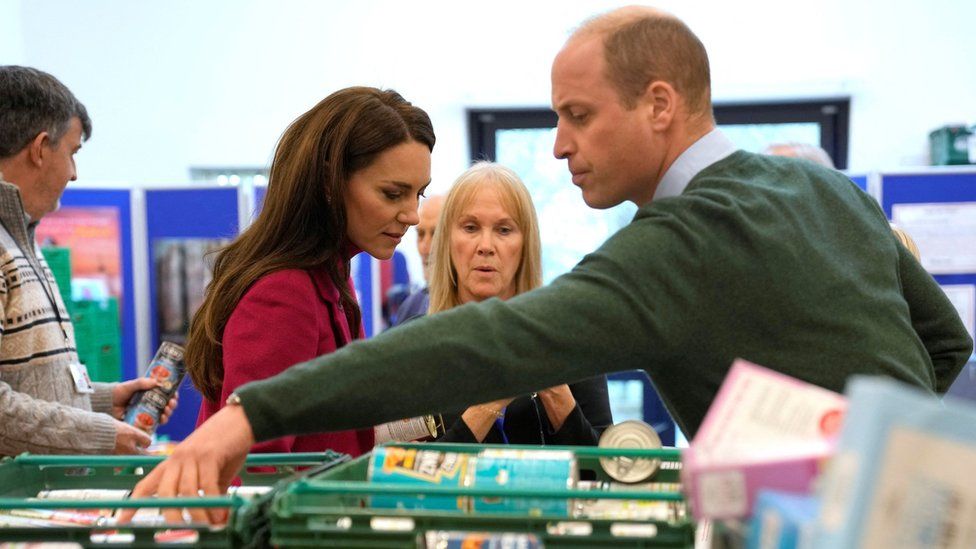 The Prince and Princess of Wales at a food bank in Windsor