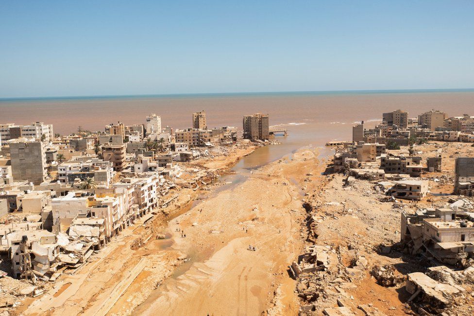 The floodwater carved a trail of devastation through the city and out to sea.