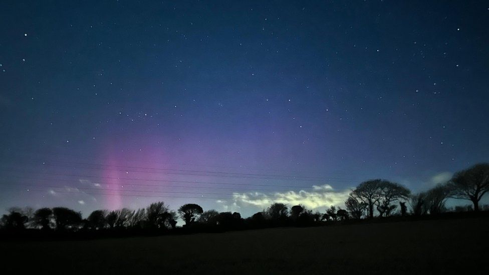 Northern Lights over Stithians in Cornwall
