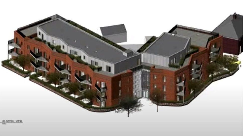 v shaped housing block plan