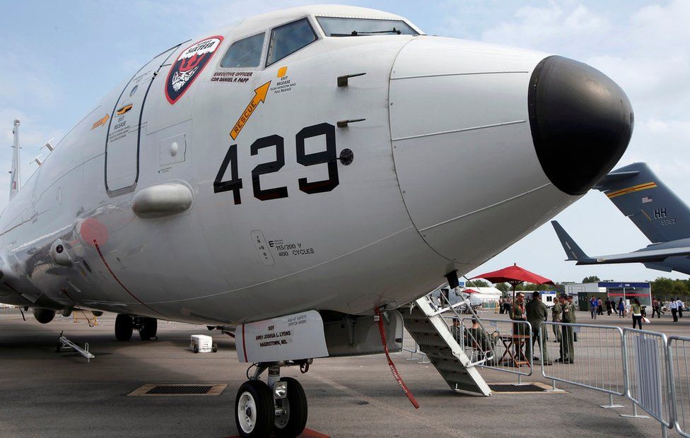 A P-8 plane at the Singapore Airshow