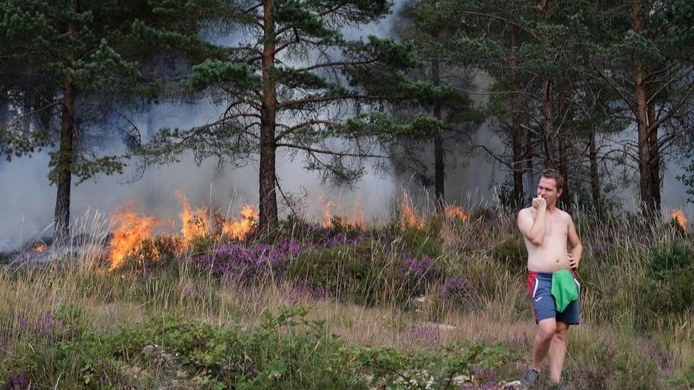 A forest fire near Lugo in Galicia, north-west Spain, 16 Jul 22