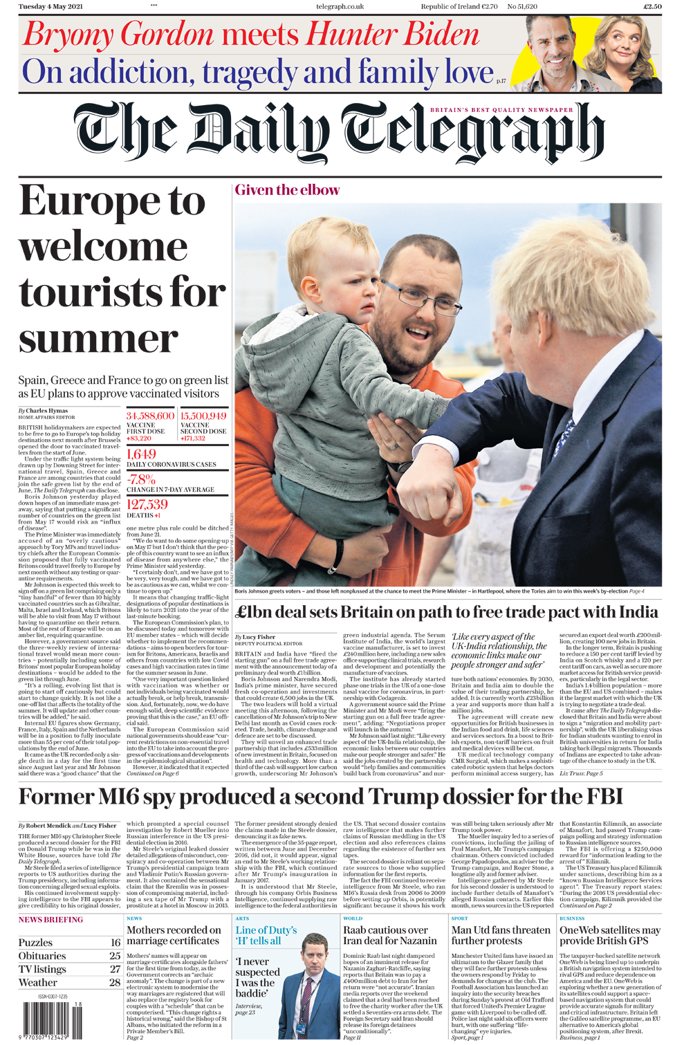 Telegraph front page
