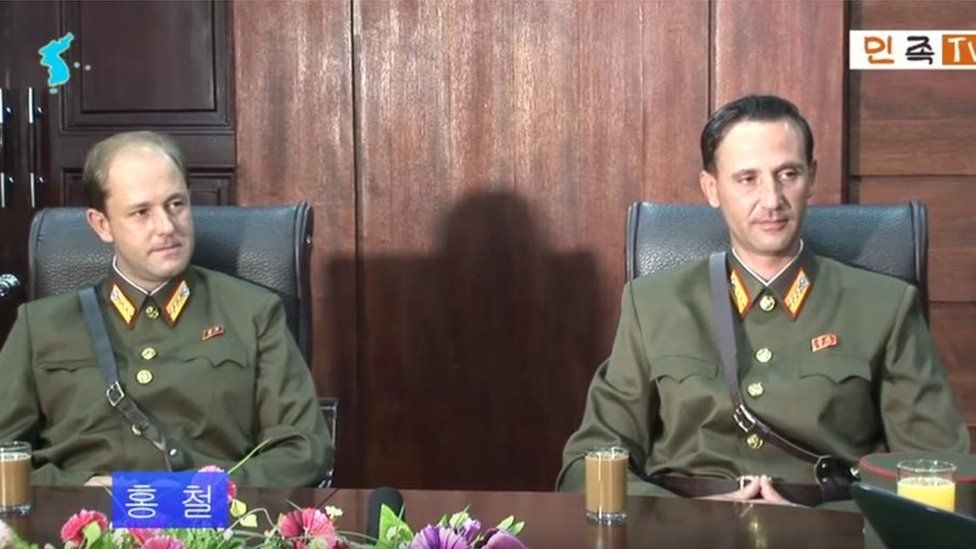 Screenshot of North Korean television interview with James Dresnok's sons