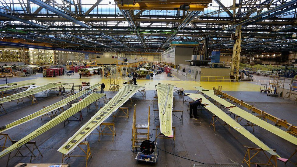 Wings for Airbus planes are made in Broughton, north Wales
