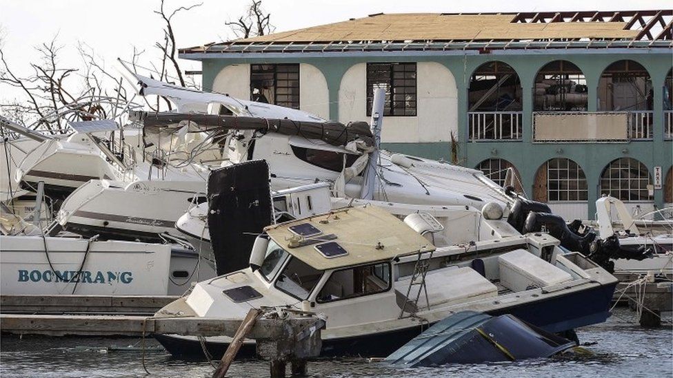 Destruction in Road Town, Tortola, British Virgin Islands