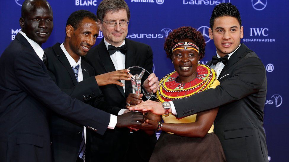 Miembros del Equipo Olímpico de Refugiados durante los premios Laureus.