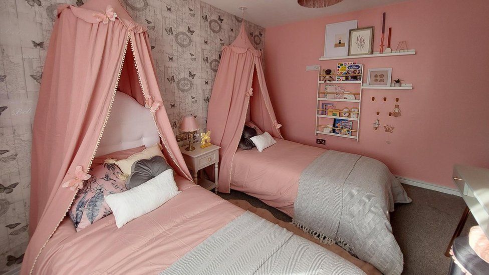The sisters' bedroom in Bedford after a makeover