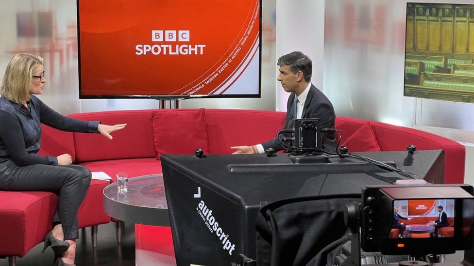 Rishi Sunak with BBC Spotlight presenter Victoria Graham