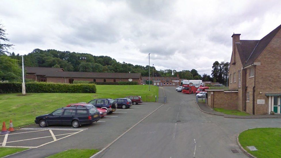 The entrance to Llanfyllin High School