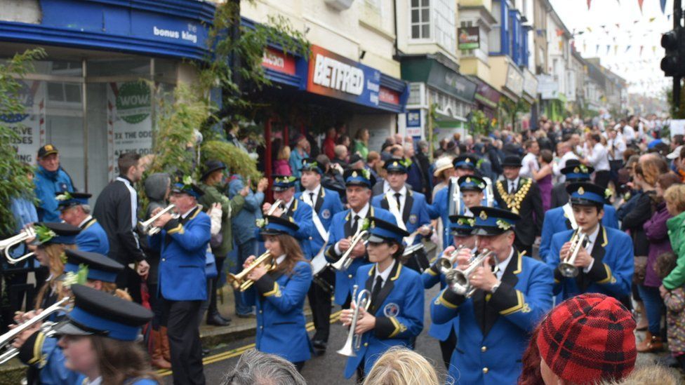 Band marches through Helston streets