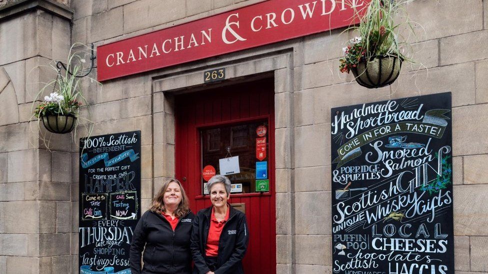 Cranachan and Crowdie owners Beth Edberg and Fiona McEwan outside their shop on the Royal Mile