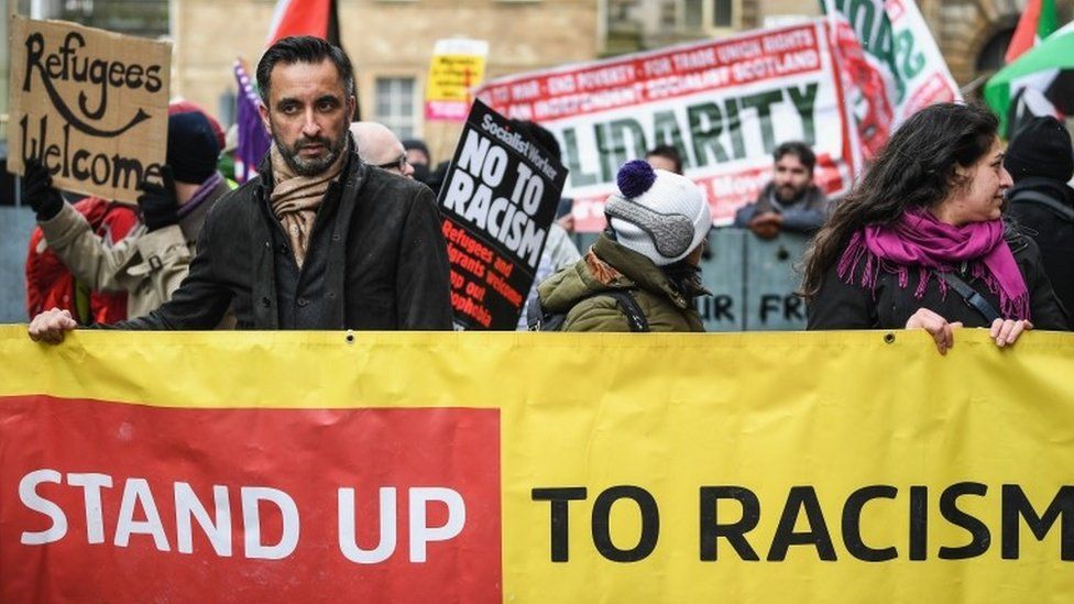 Lawyer Aamar Anwar at anti-racism march