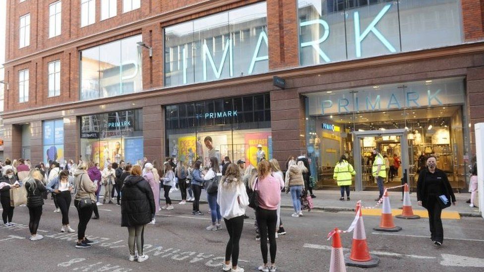 A queue outside Primark in Belfast