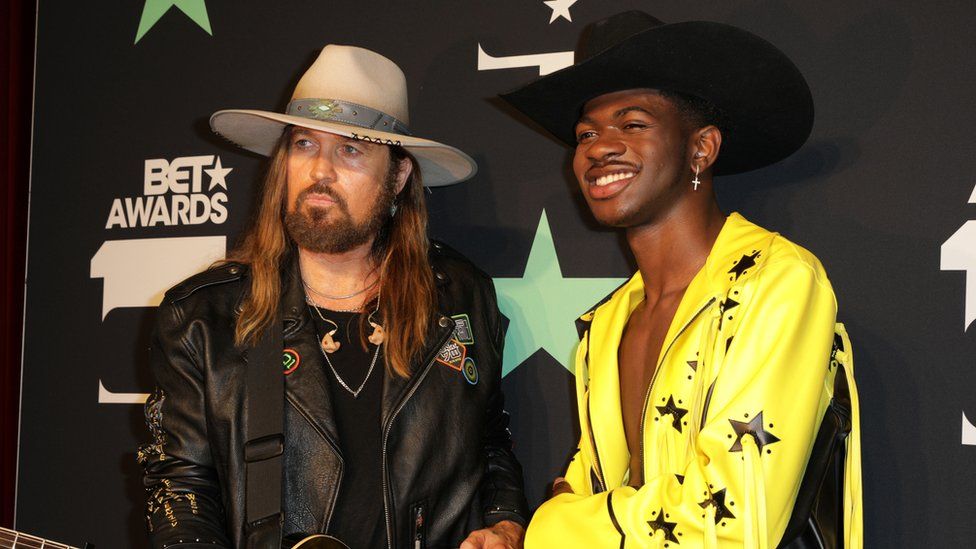 Billy Ray Cyrus, left, and Lil Nas X, right