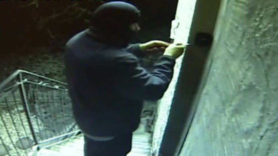 Burglar caught in the act on CCTV in St Clears, Carmarthenshire