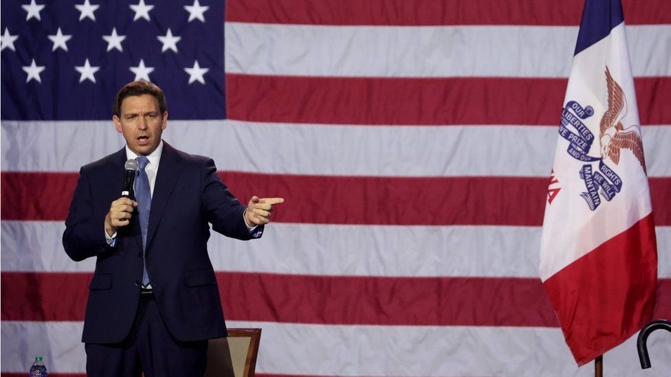 Florida Gov. Ron DeSantis speaks to Iowa voters during an event at the Iowa State Fairgrounds on March 10, 2023 in Des Moines, Iowa.