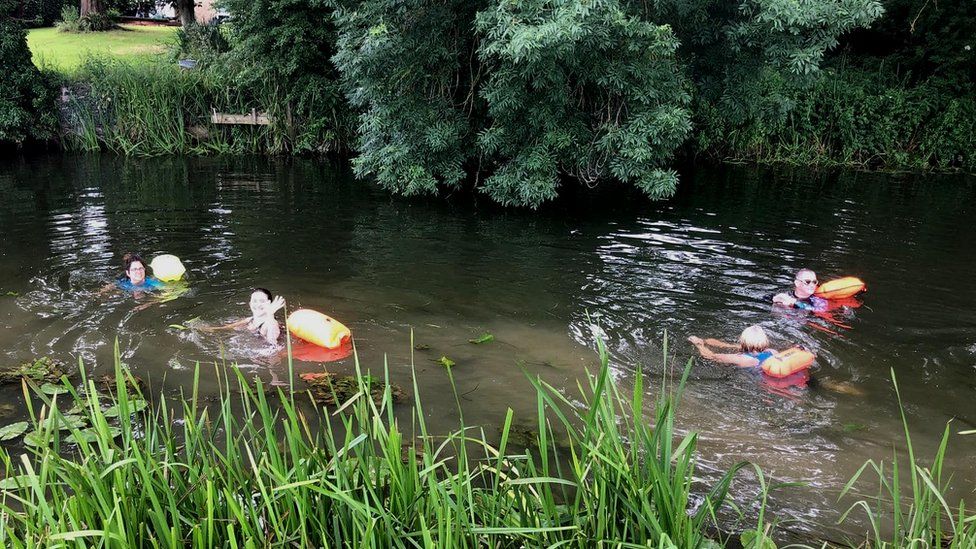 Wild swimmers at Denford