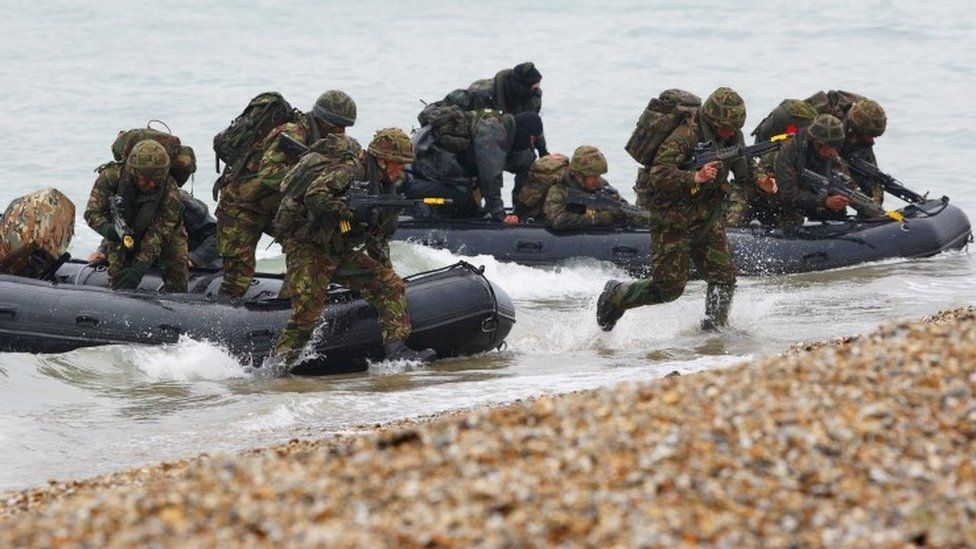Royal Marines during an exercise near Lee on Solent