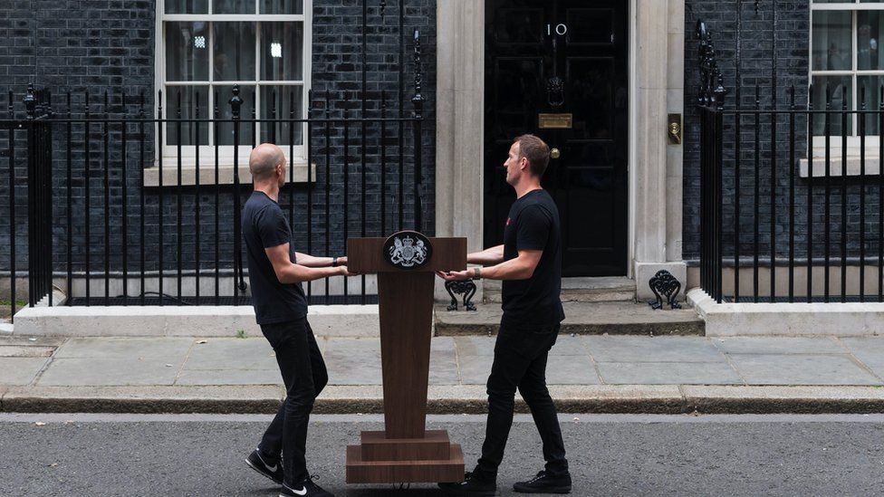 Podium outside No 10