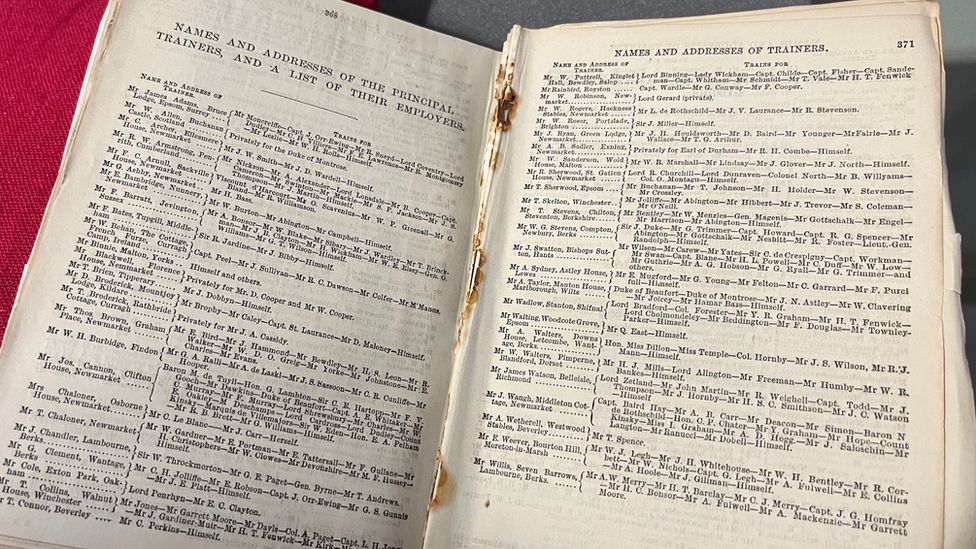 Register of racing trainers featuring Mrs Chaloner's name
