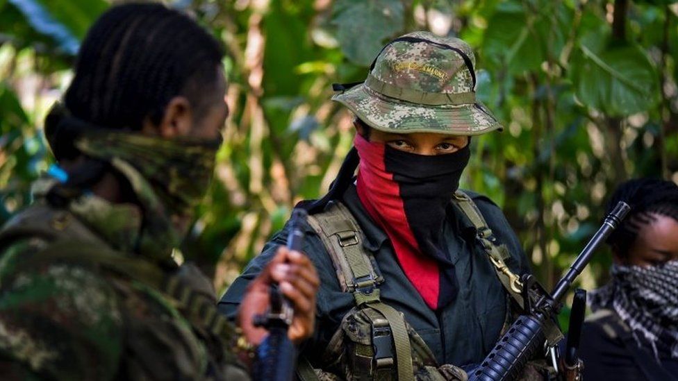 Photo showing an ELN rebel commander during an interview with AFP in Alto Baudo