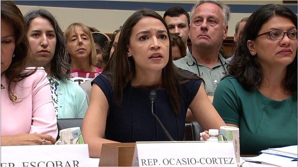 Representatives Alexandria Ocasio-Cortez and Rashida Tlaib give evidence to the House Oversight Committee following their visit to detention facilities on the southern border.