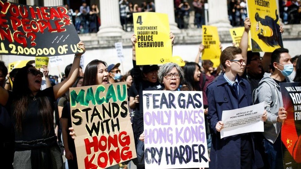 Supporters of the Hong Kong protests demonstrate in central London